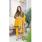 Morja Digital Printed Viscose with Chikan Kari 3 Pcs Un-Stitched Suit - 03