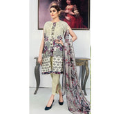 Morja Digital Printed Viscose with Chikan Kari 3 Pcs Un-Stitched Suit - 05