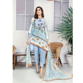 Morja Digital Printed Viscose with Chikan Kari 3 Pcs Un-Stitched Suit - 09