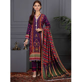 Orchid Modal Satin Digital Printed Un-Stitched 3 Pcs Suit - 7