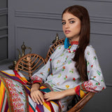 Orchid Modal Satin Digital Printed Un-Stitched 3 Pcs Suit - 2