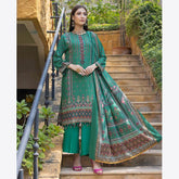Schick Rung Embroidered Chambray Unstitched 3Pcs Suit - 03