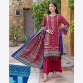 Schick Rung Embroidered Chambray Unstitched 3Pcs Suit - 01