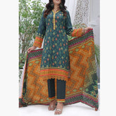 Jhalak Linen Printed Unstitched 3Pcs Suit - 1