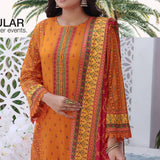 Jhalak Linen Printed Unstitched 3Pcs Suit - 2