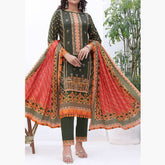 Jhalak Linen Printed Unstitched 3Pcs Suit - 9