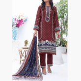 Jhalak Linen Printed Unstitched 3Pcs Suit - 4