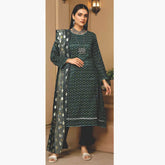 Nizha Linen Printed Luxury Zari Jacquard Unstitched 3Pcs Suit