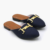 Girls Backless Pump - Navy Blue