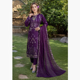Schick Jhoom Luxury Chiffon Heavy Embroidered Unstitched 3Pcs Suit - 1