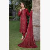 Schick Jhoom Luxury Chiffon Heavy Embroidered Unstitched 3Pcs Suit - 6