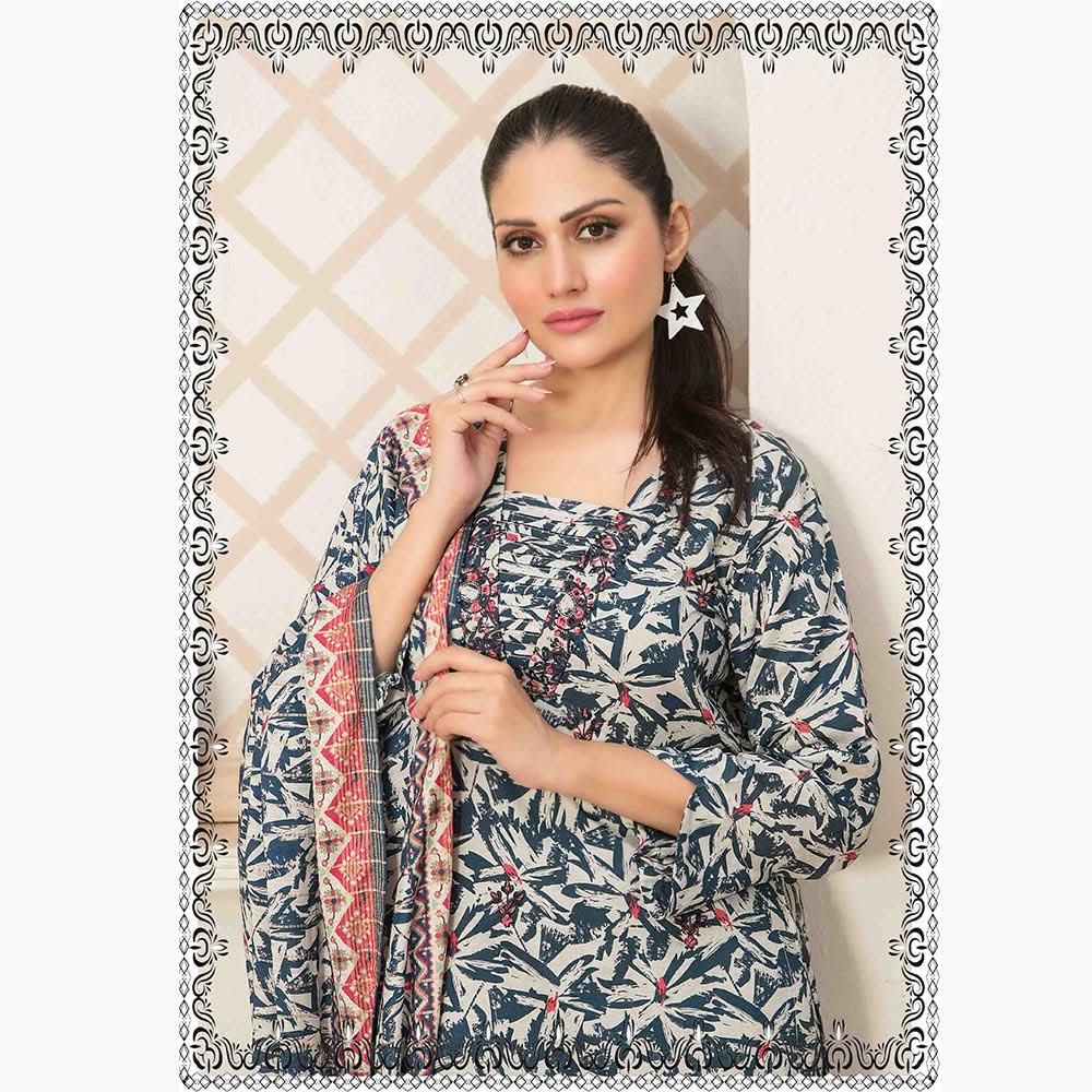 Tawakkal Mayal Viscose Embroidered Unstitched 3Pcs Suit With Shawl