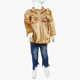 Girls Full Sleeves Pant Suit - Brown