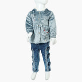 Girls Full Sleeves Pant Suit - Steel Blue