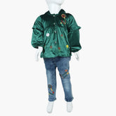Girls Full Sleeves Pant Suit - Green