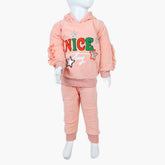 Girls Velour Tracksuit - Peach