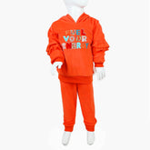 Girls Velour Tracksuit - Orange