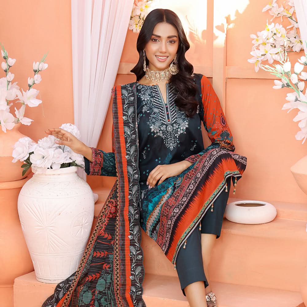 Bin Hameed Mallika Lawn Printed Embroidered Unstitched 3Pcs Suit - TS-58