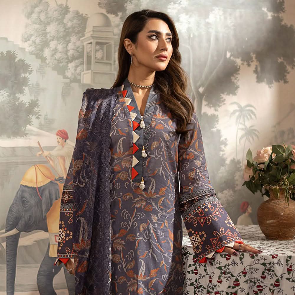 Al Zohaib Sun Shine Chikankari Lawn Printed Suit 3Pcs Unstitched Suit - 10