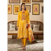 Al Zohaib Sun Shine Chikankari Lawn Printed Suit 3Pcs Unstitched Suit - 6