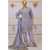 Imwaj Maria Lawn Unstitched Printed Embroirded With Diamond Dupatta 3Pcs Suit - 1