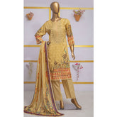 Imwaj Maria Lawn Unstitched Printed Embroirded With Diamond Dupatta 3Pcs Suit - 3