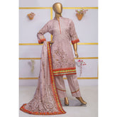 Imwaj Maria Lawn Unstitched Printed Embroirded With Diamond Dupatta 3Pcs Suit - 4