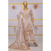 Imwaj Maria Lawn Unstitched Printed Embroirded With Diamond Dupatta 3Pcs Suit - 5