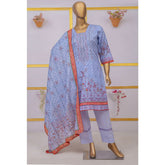 Imwaj Maria Lawn Unstitched Printed Embroirded With Diamond Dupatta 3Pcs Suit - 6