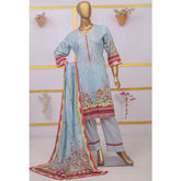 Imwaj Maria Lawn Unstitched Printed Embroirded With Diamond Dupatta 3Pcs Suit - 7