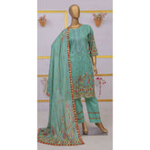 Imwaj Maria Lawn Unstitched Printed Embroirded With Diamond Dupatta 3Pcs Suit - 8