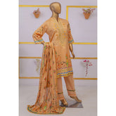 Imwaj Maria Lawn Unstitched Printed Embroirded With Diamond Dupatta 3Pcs Suit - 9
