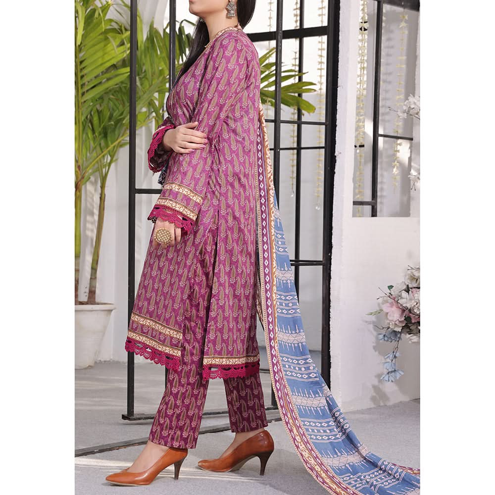 Vs Signature Printed Lawn Unstitched Suit 3Pcs - 340