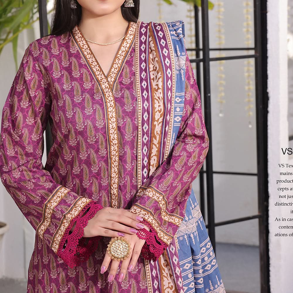 Vs Signature Printed Lawn Unstitched Suit 3Pcs - 340