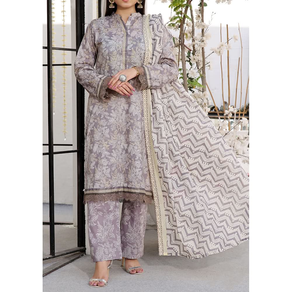 Vs Signature Printed Lawn Unstitched Suit 3Pcs - 343