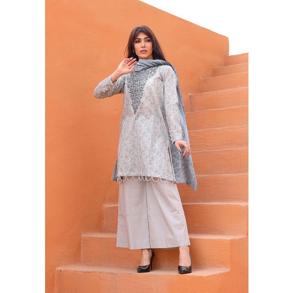 Rashid Samar Printed Embroidered Lawn Unstitched 3Pcs Suit - 8160