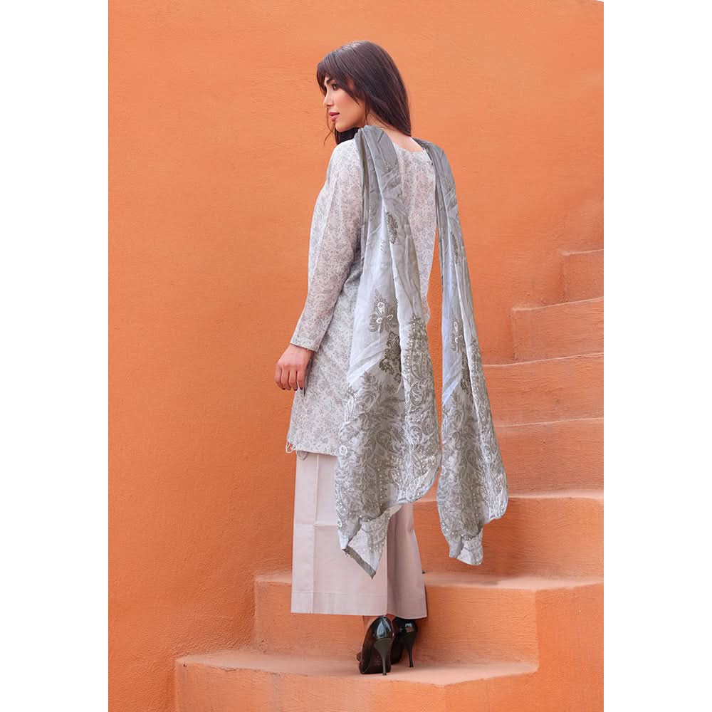Rashid Samar Printed Embroidered Lawn Unstitched 3Pcs Suit - 8160