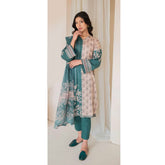 Rashid California Printed Embroidered Lawn Unstitched 3Pcs Suit - 8184