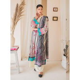 Rashid California Printed Embroidered Lawn Unstitched 3Pcs Suit - 8189