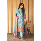 Rashid Chandni Printed Embroidered Lawn Unstitched 3Pcs Suit - 8033