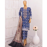 Hira Printed Lawn Embroidered 3Pcs Suit with Bember Dupatta - 8