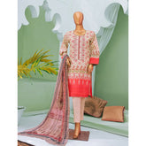 Minahil Printed Lawn Embroidered 3Pcs Suit with Bember Dupatta - 4