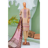 Minahil Printed Lawn Embroidered 3Pcs Suit with Bember Dupatta - 8