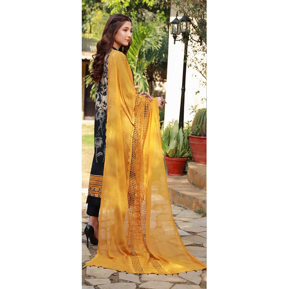 Schick Oodhni Lawn Printed Embroidered Unstitched 3Pcs Suit - 2