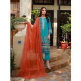 Schick Oodhni Lawn Printed Embroidered Unstitched 3Pcs Suit - 8