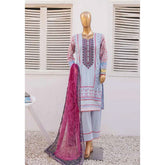 Zoha Lawn Printed Embroidered 3Pcs Suit with Bember Dupatta - 8