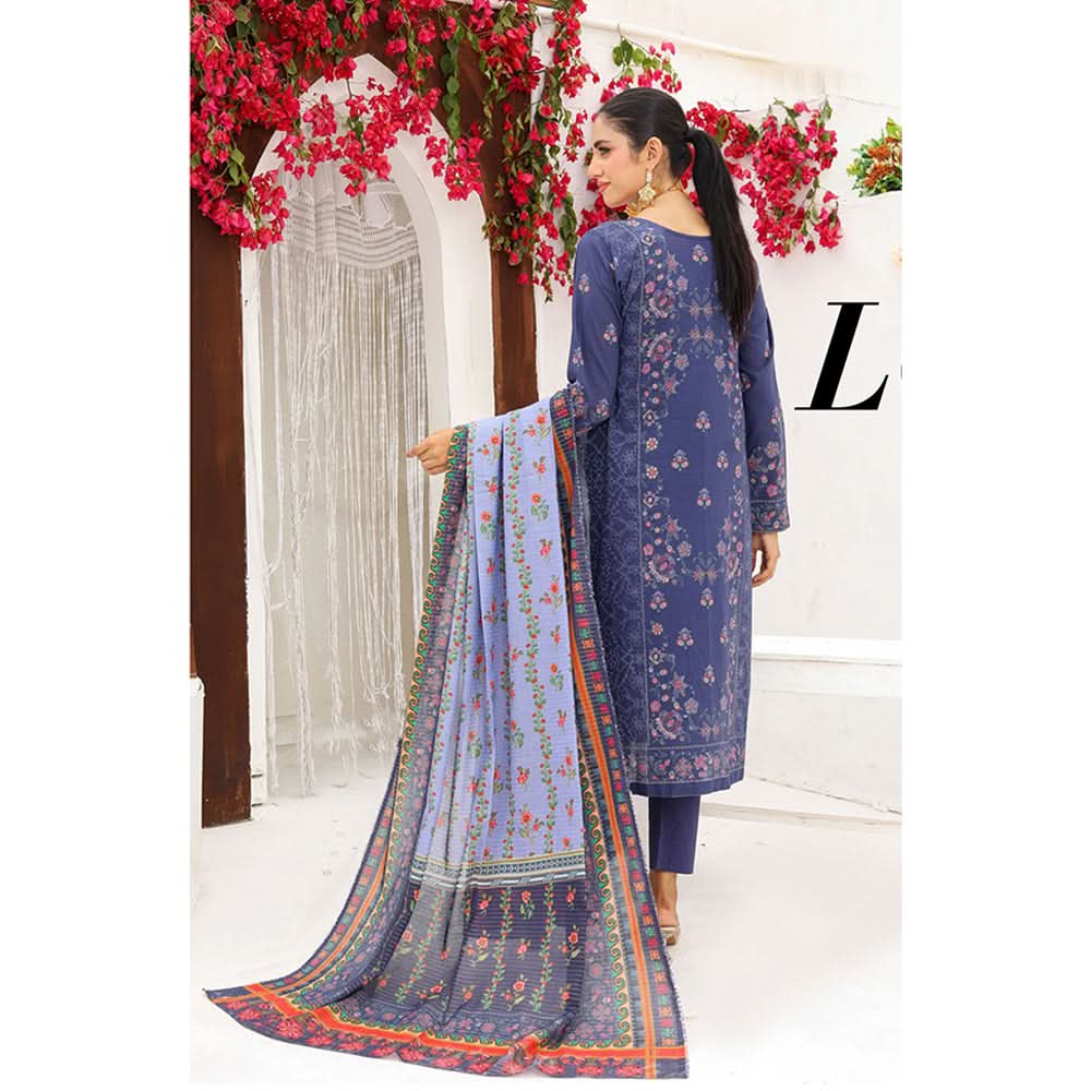 Bin Hameed Dania Printed Lawn Suit 3Pcs with Zari Lining Dupatta - 5