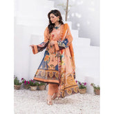 Janan Printed Lawn Embroidered Suit 3Pcs with Cut Work Dupatta - 4
