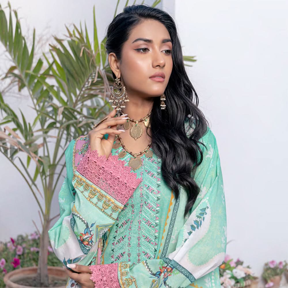 Janan Printed Lawn Embroidered Suit 3Pcs with Cut Work Dupatta - 6