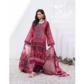 Janan Printed Lawn Embroidered Suit 3Pcs with Cut Work Dupatta - 1